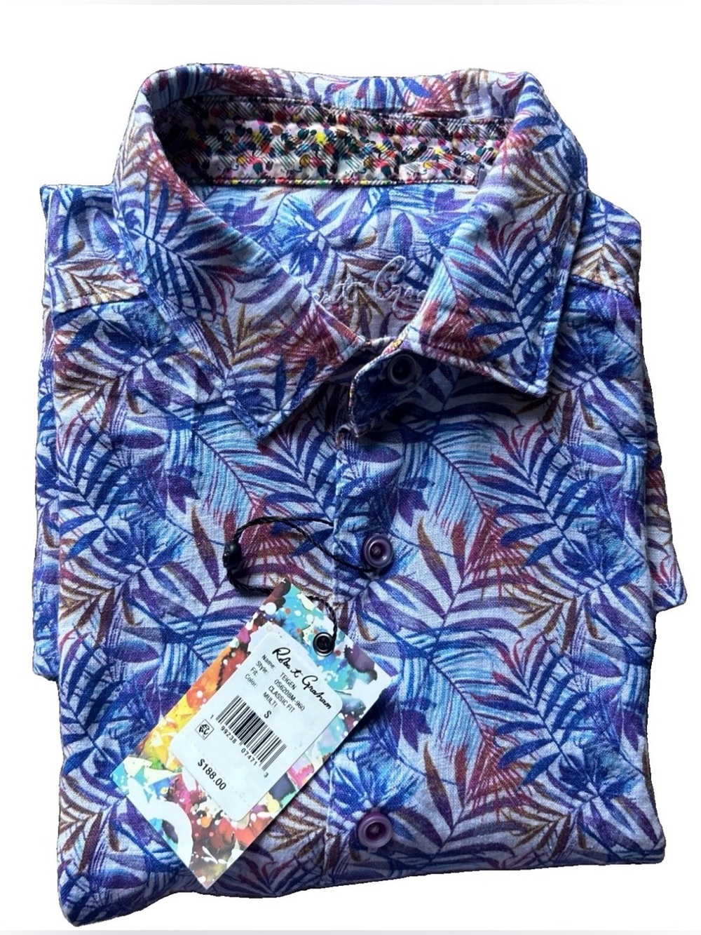 Robert GrahamTropical Leaf Print Button-Down Shirt